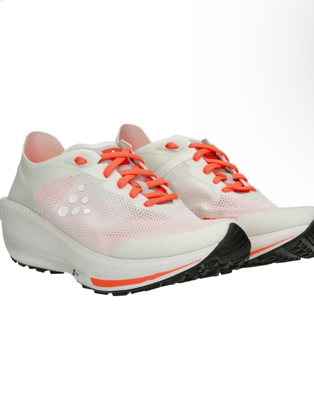 Craft White Running Shoes with Neon Coral Laces